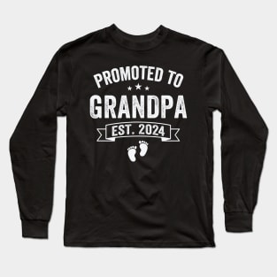 Promoted To Grandpa EST. 2024 Grandparents Baby Announcement Shirt Long Sleeve T-Shirt